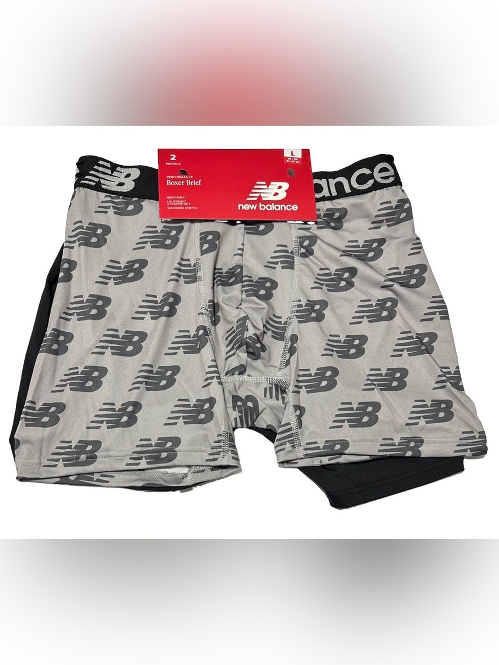 New Balance 2-Pack Performance Men's Boxer Briefs Large (36-38) Black/Gray